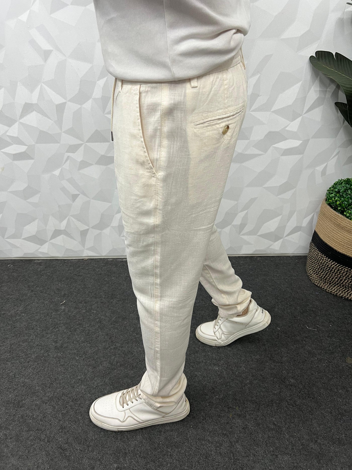 Imported fabric linen pants ( Beige )