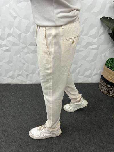 Imported fabric linen pants ( Beige )