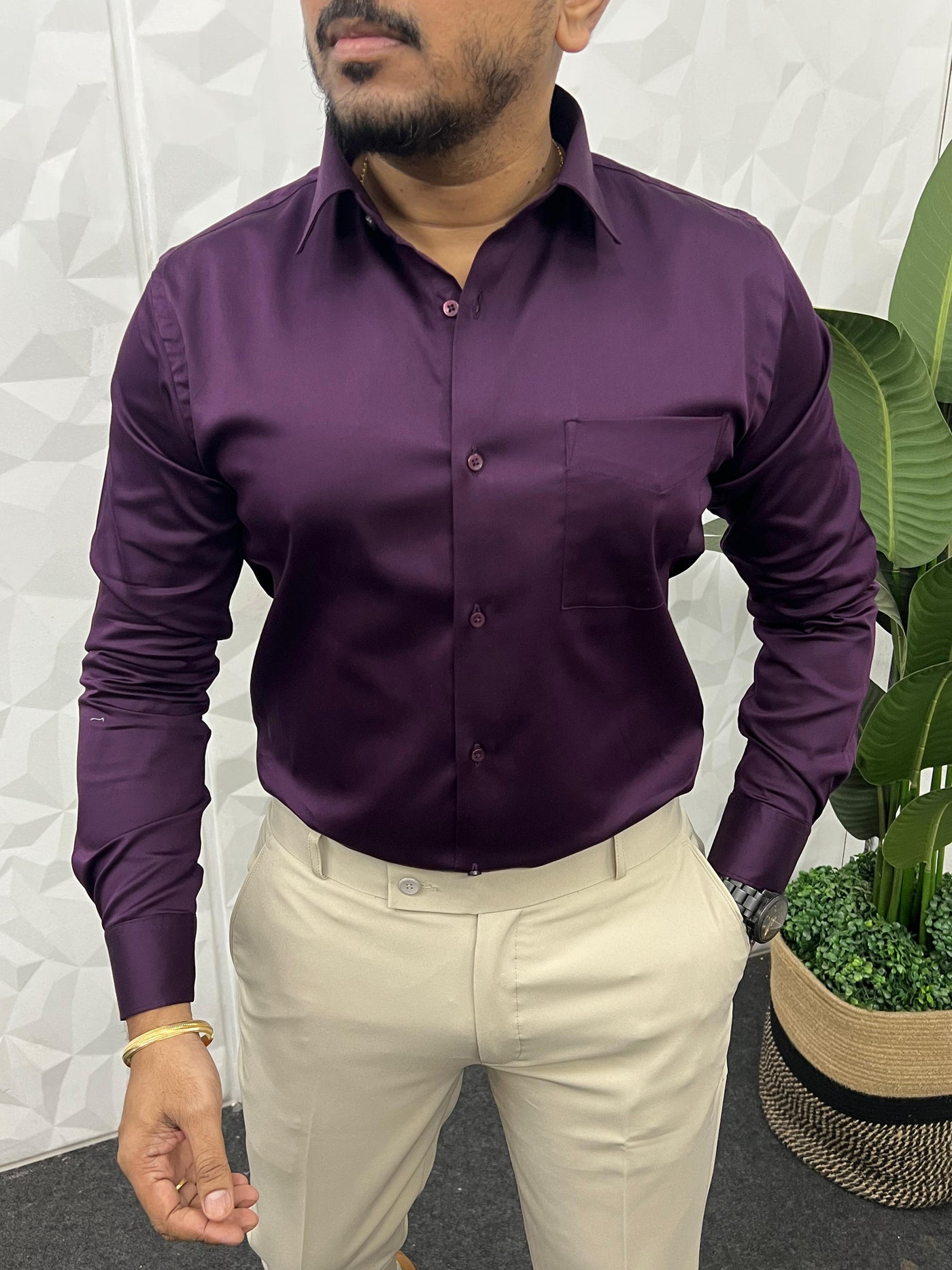 Cotton lycra plain shirt (Lavender)