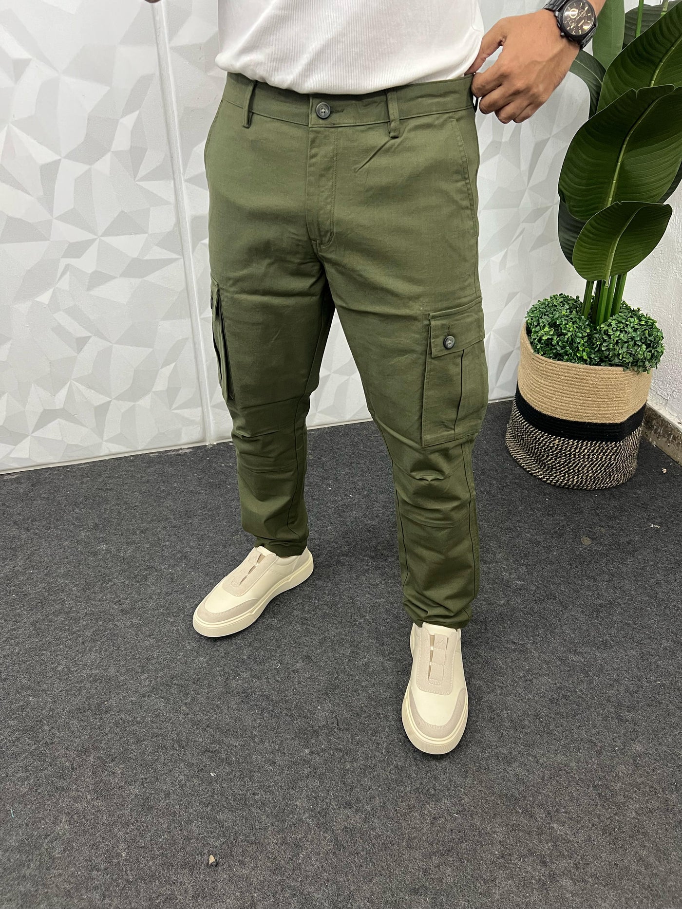 Linen fabric cargo pant