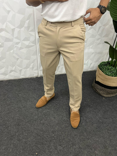 Flexi waist cotton twill cream trouser