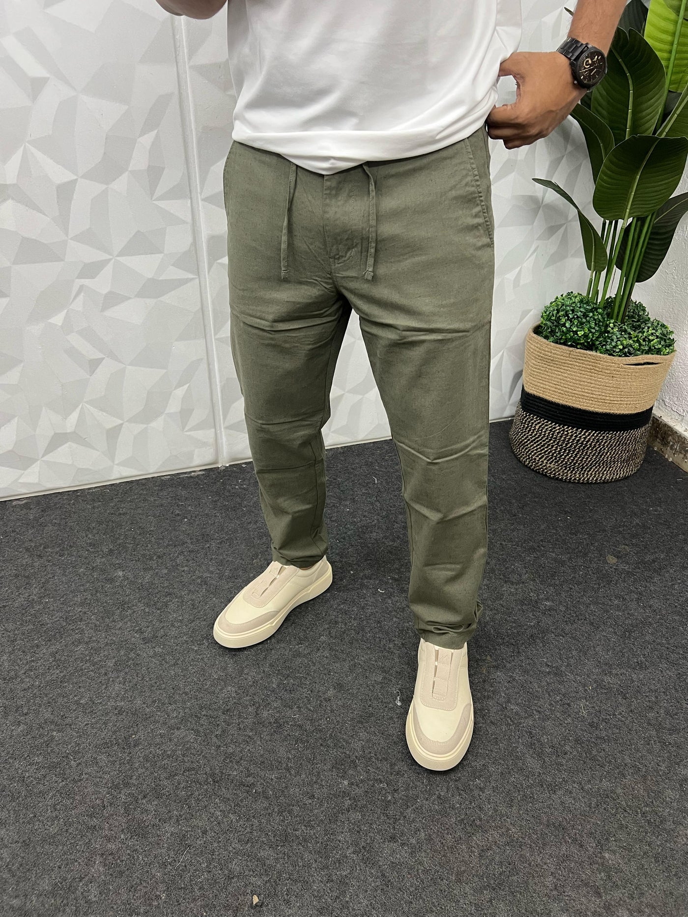 Linen fabric chino pant