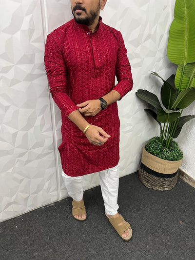 Lucknowi fabric long kurta