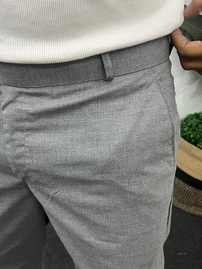 Melange cotton fabric trouser ( Ash Grey )