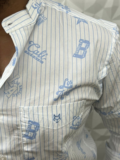 Mandarin collar export printed shirt