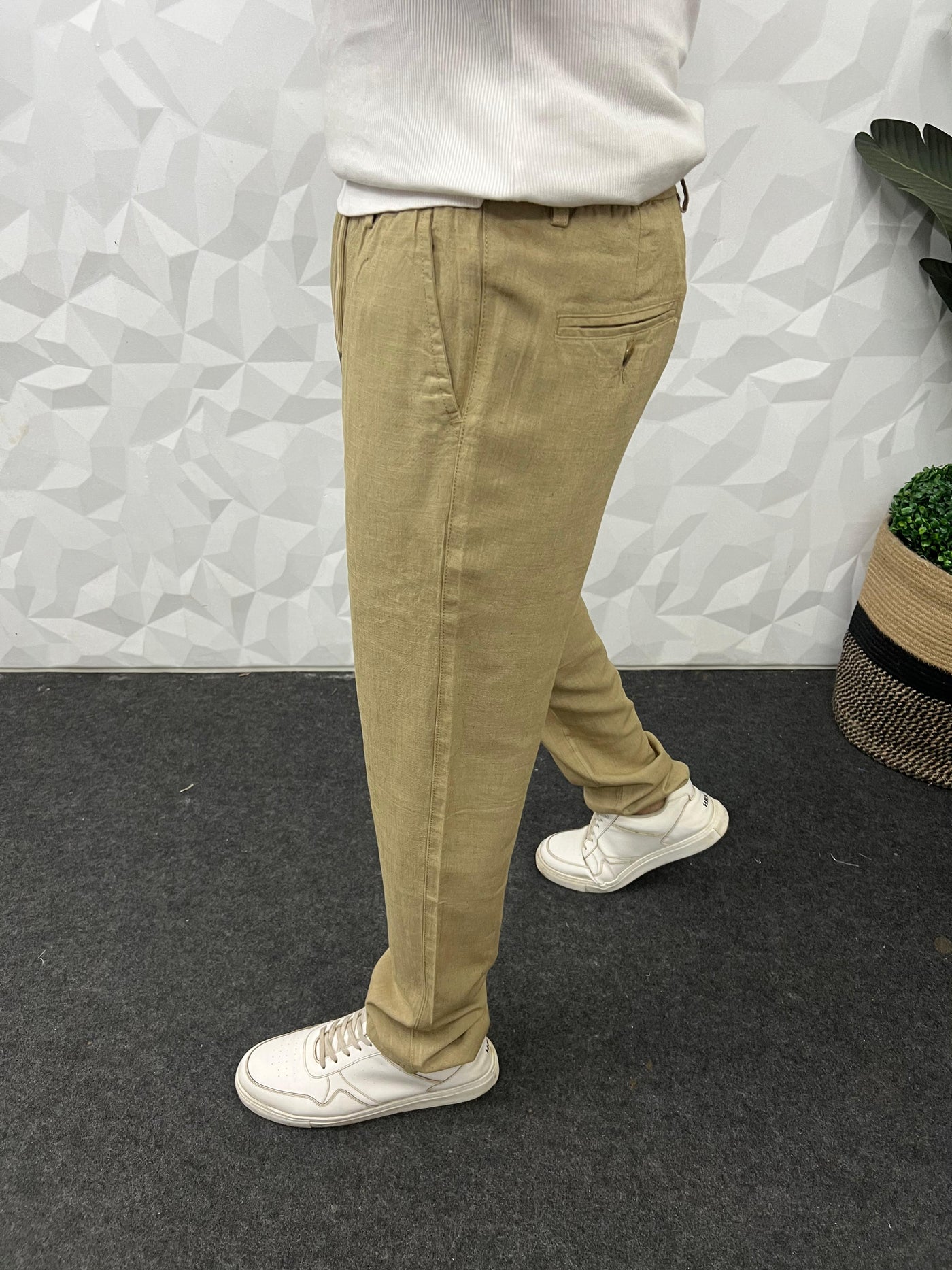 Imported fabric linen pants (Coffee)