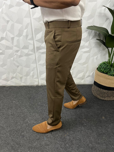 Peanut fabric ankle trouser (Dark Brown)