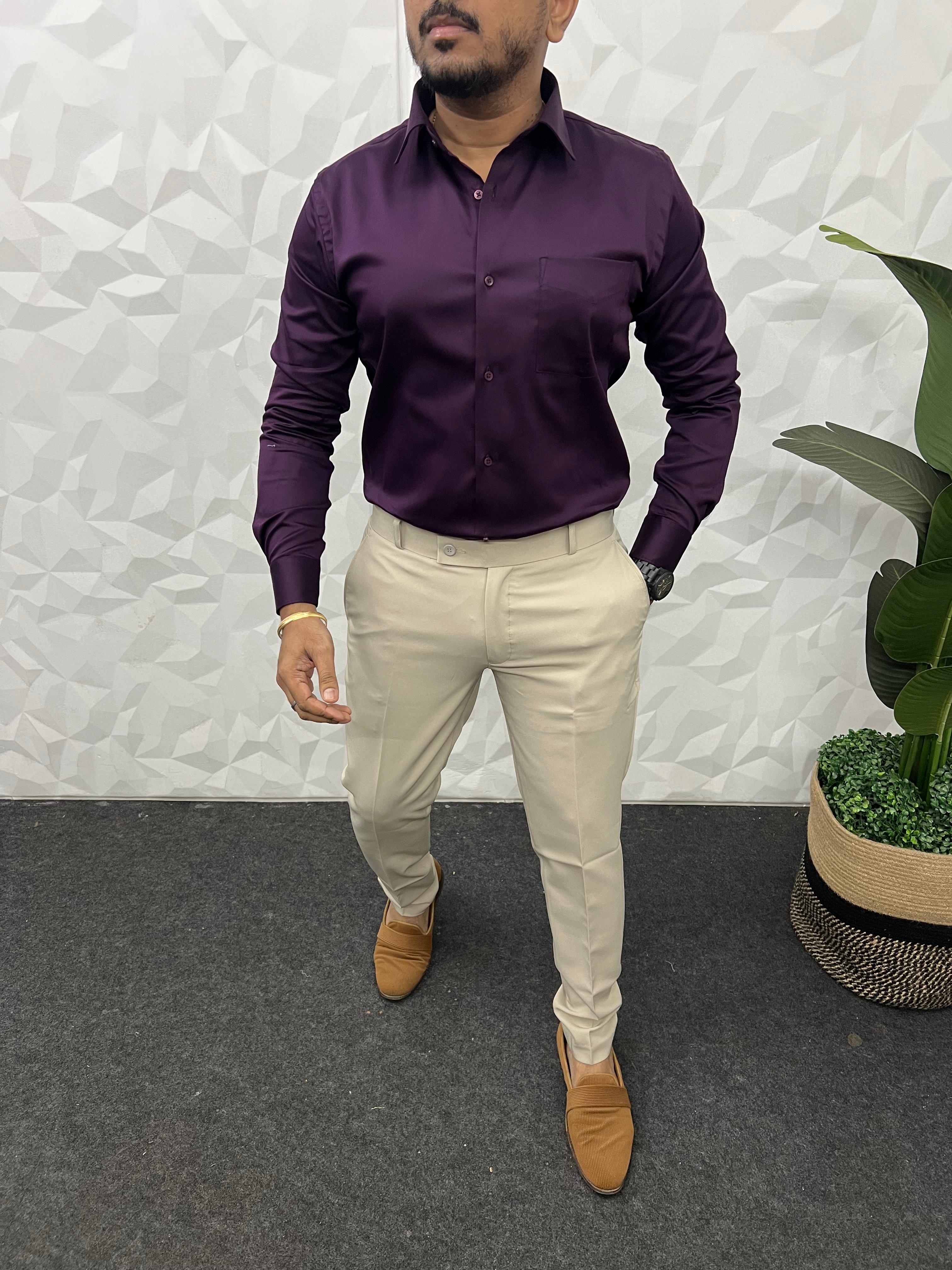 Cotton lycra plain shirt (Lavender)