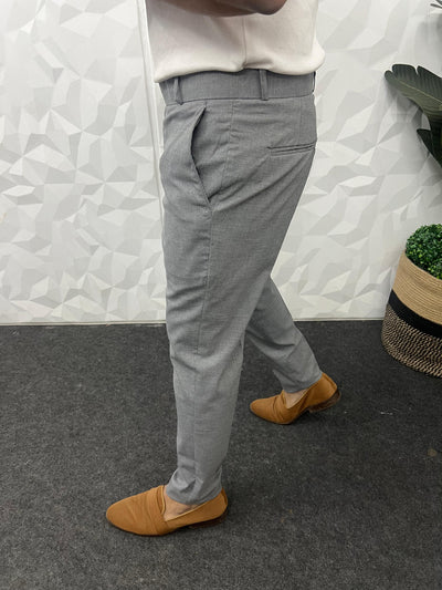 Melange cotton fabric trouser ( Ash Grey )