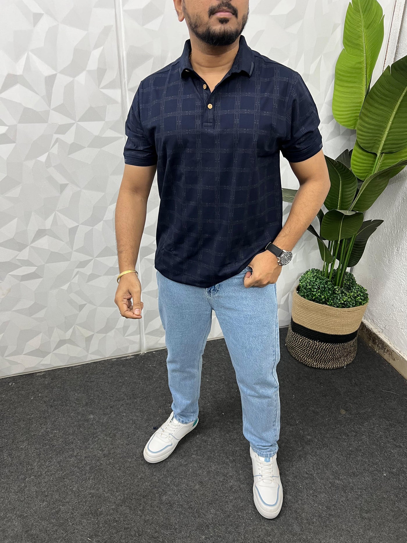 Imported fabric collar t-shirt