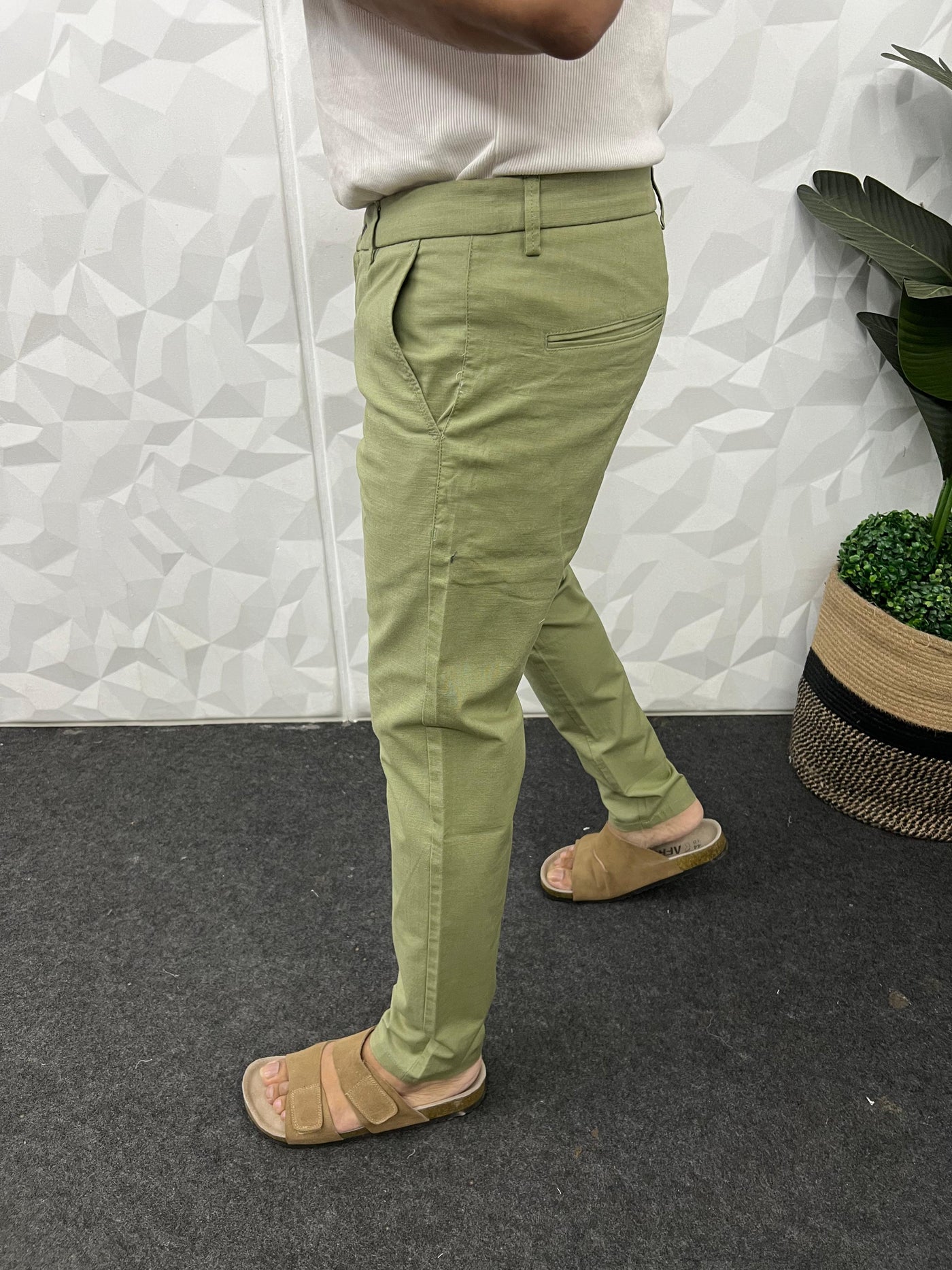 Linen fabric chinos