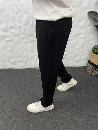 Imported fabric linen pants ( black )