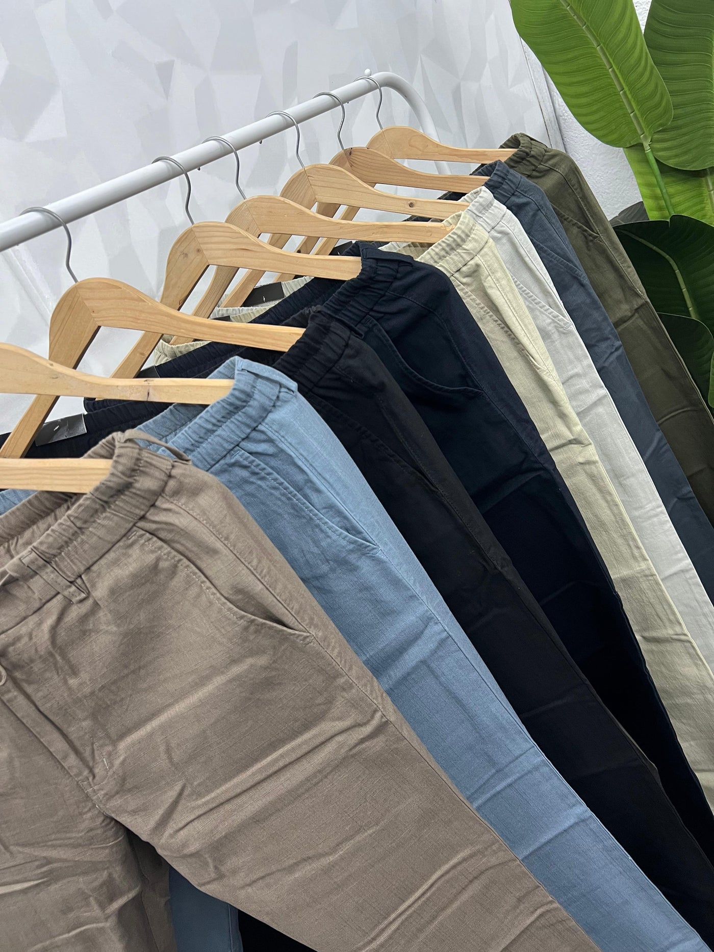 Blend linen fabric chino pant