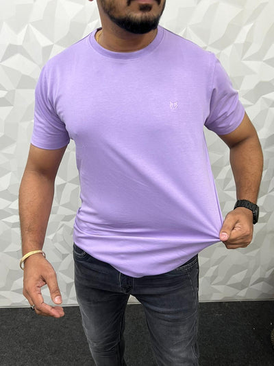 4 way lycra fabric solid t-shirt ( lilac )