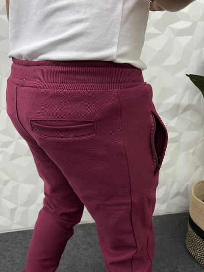 Jute fabric maroon track pant