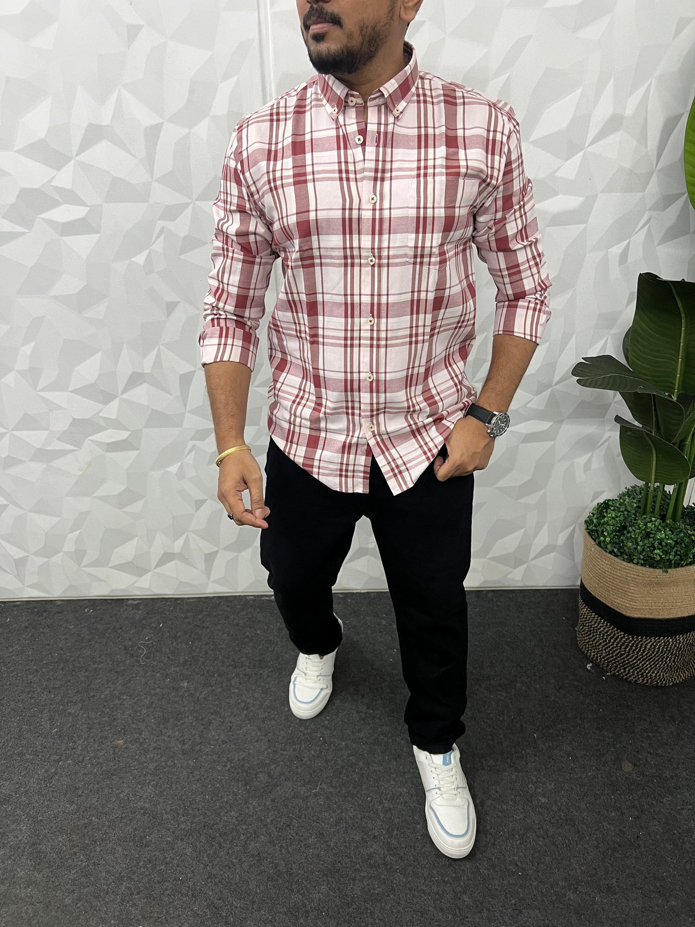 Oxford fabric yarn dyed chex shirt