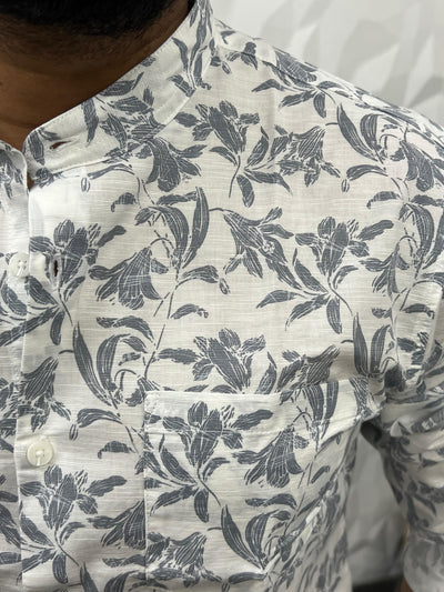 Mandarin collar printed shirt