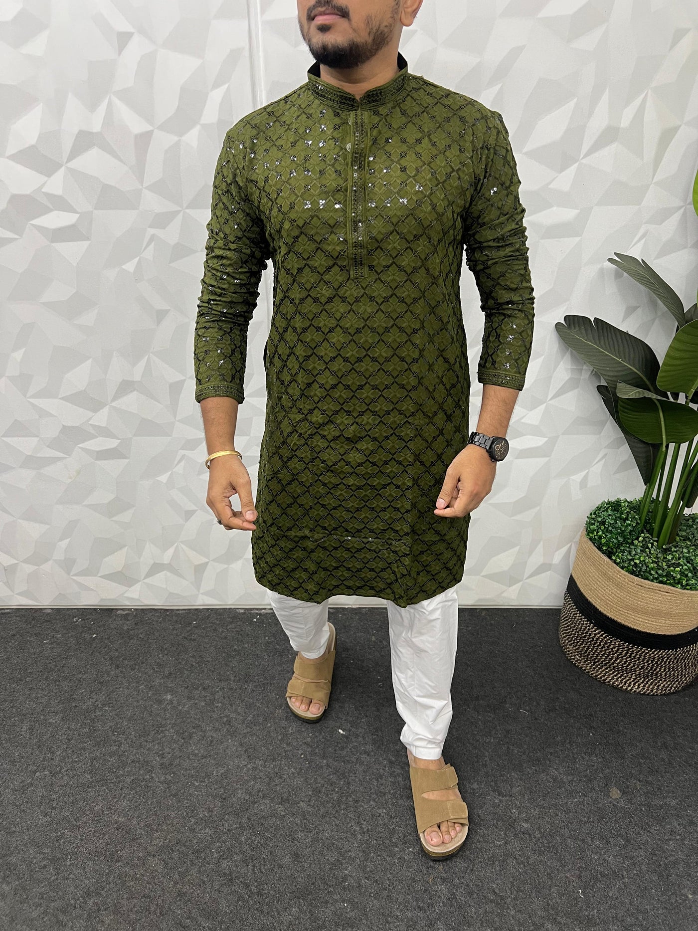 Lucknowi fabric long kurta
