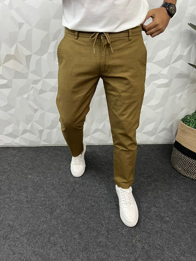 Linen fabric chino pant ( brown )