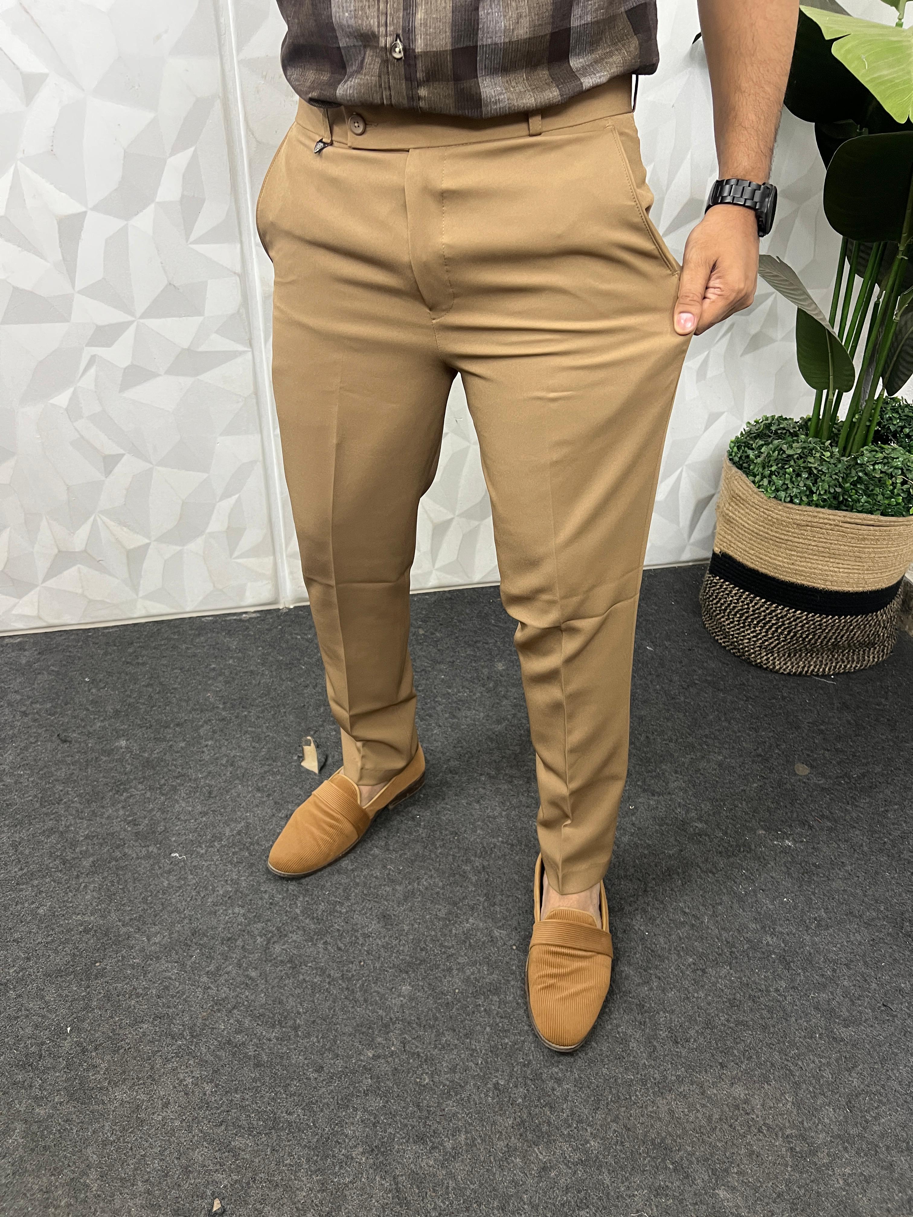 Cotton lycra light brown trouser