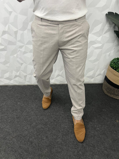 Melange cotton fabric trouser (Oat)