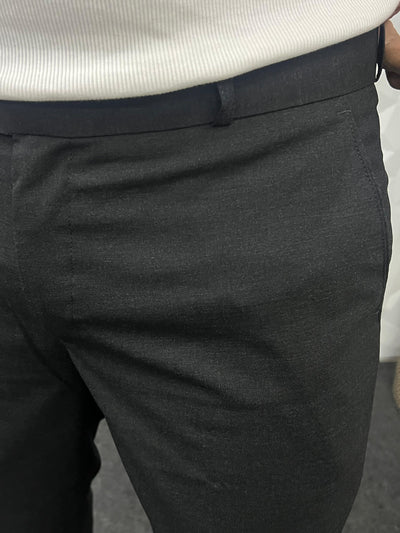 Melange cotton fabric trouser ( charcoal grey )
