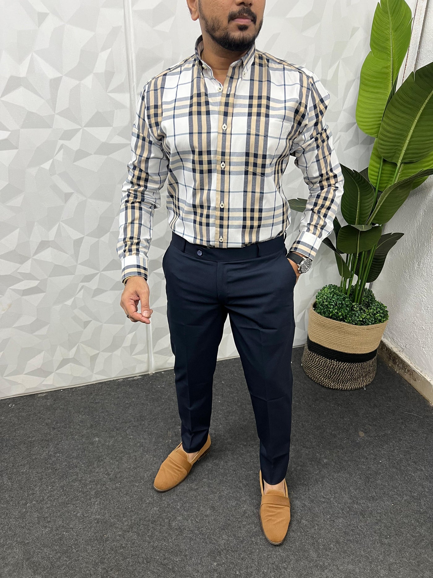 Cotton poplin burberry chex shirt