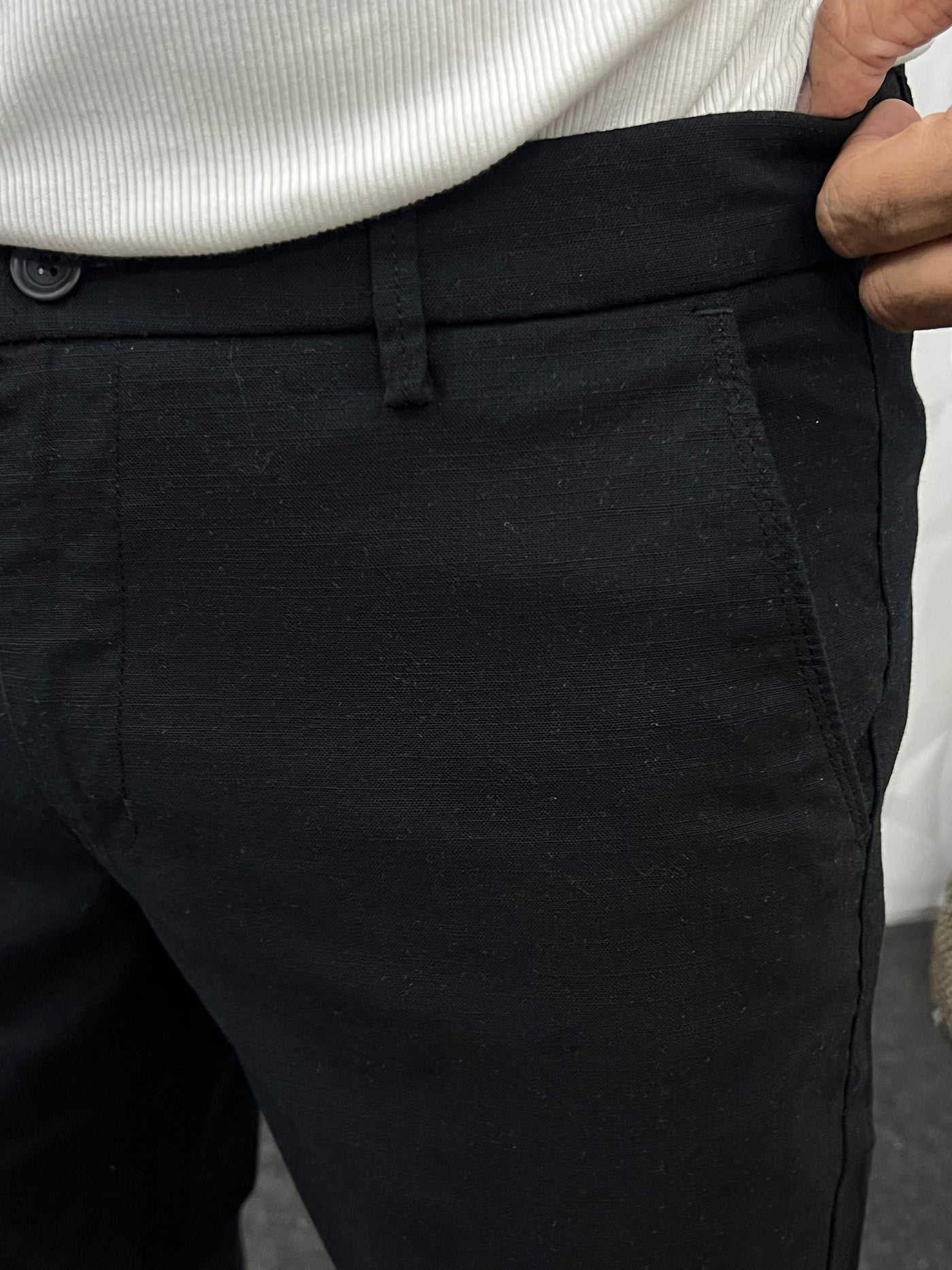 Linen fabric chinos