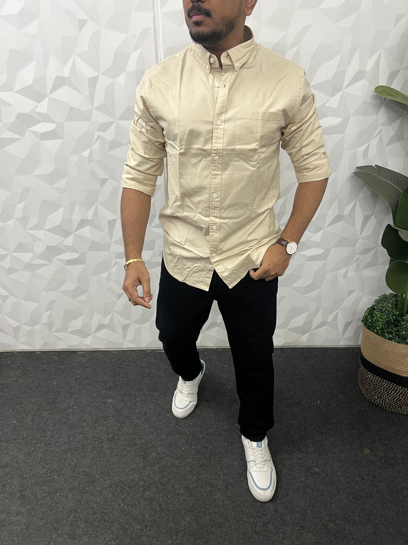 Oxford fabric plain shirt