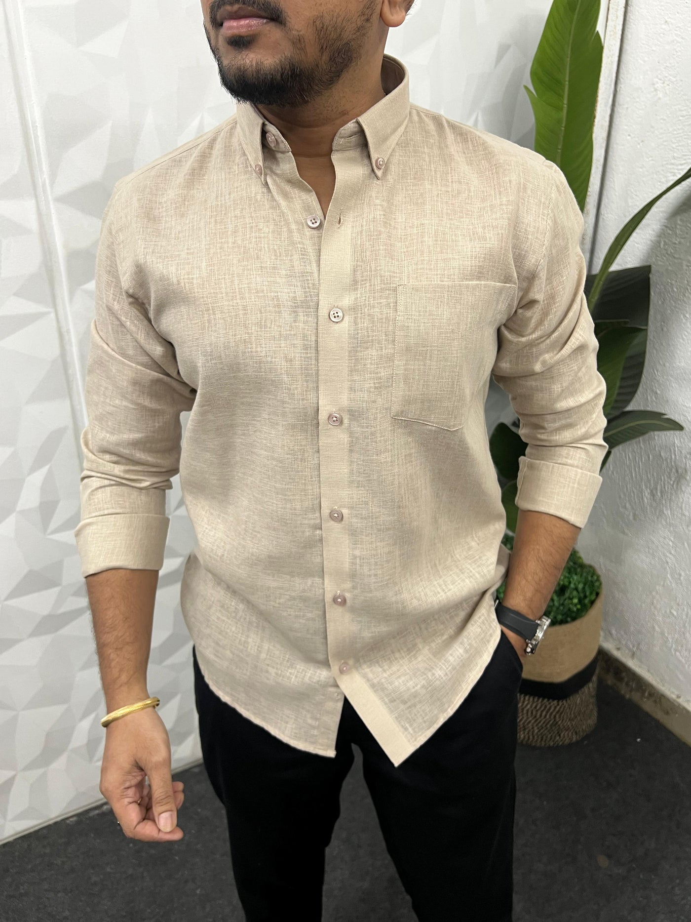 Khadi linen fabric plain shirt