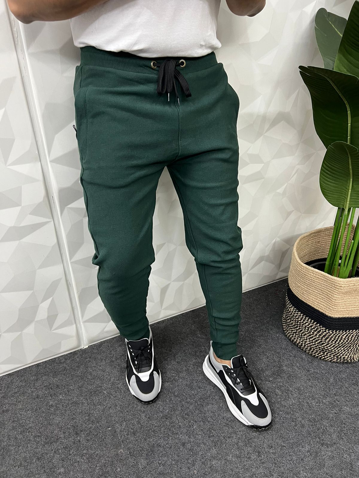 Jute fabric peacock track pant ( peacock green )