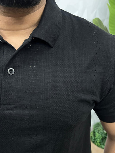 Cotton texture fabric collar t-shirt