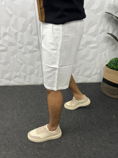 Linen fabric shorts (White)