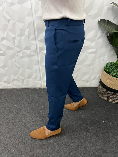 Cotton lycra fabric royal blue trouser