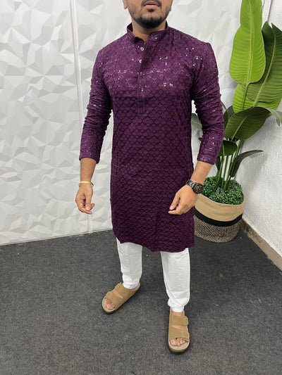 Lucknowi fabric long kurta