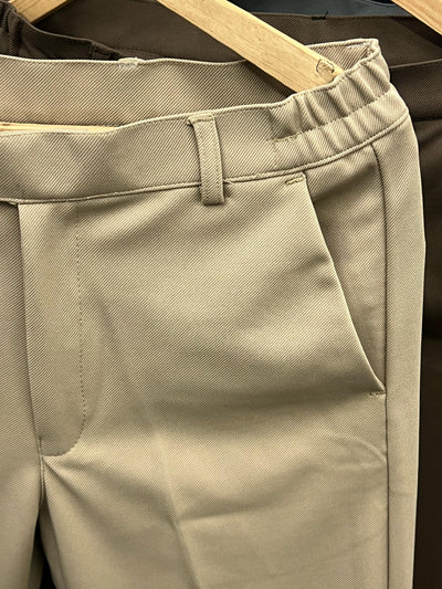 Flexi waist cotton twill cream trouser