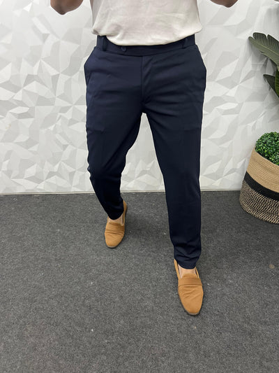 Peanut fabric ankle trouser ( Navy blue )