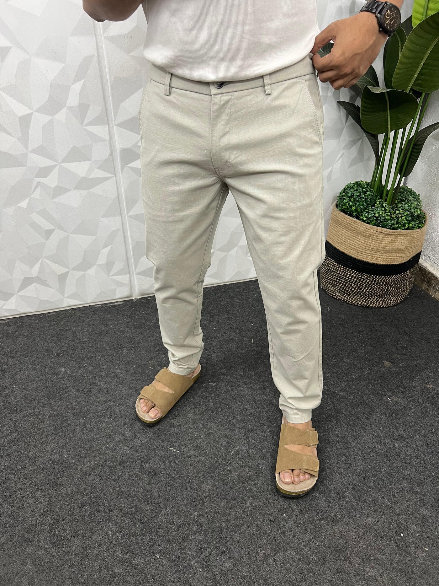 Linen fabric chinos