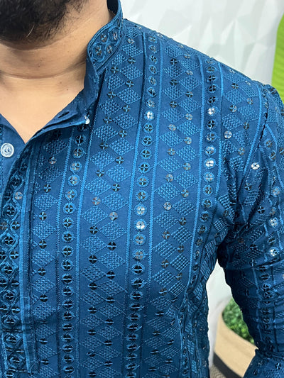 Lucknowi fabric long kurta