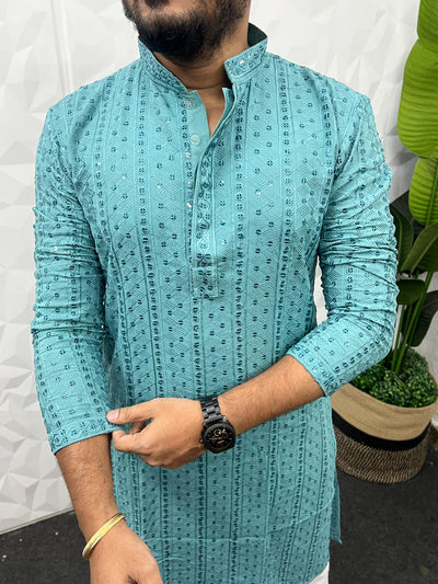 Lucknowi fabric long kurta