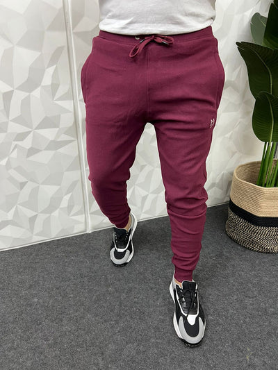 Jute fabric maroon track pant