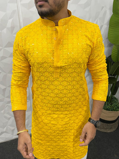 Lucknowi fabric long kurta