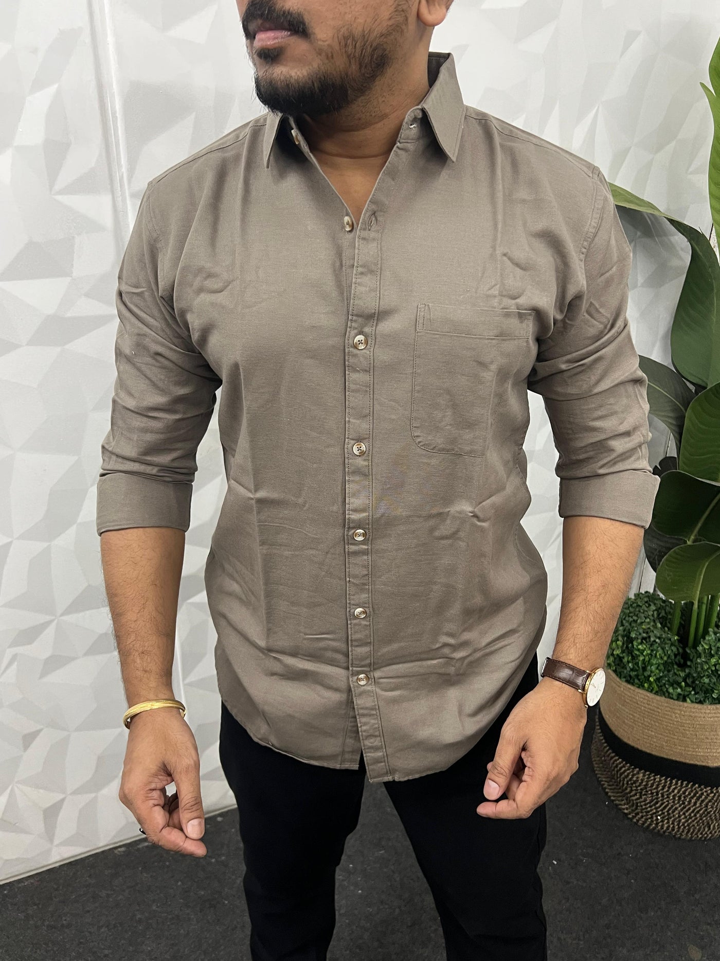 Twill fabric plain shirt