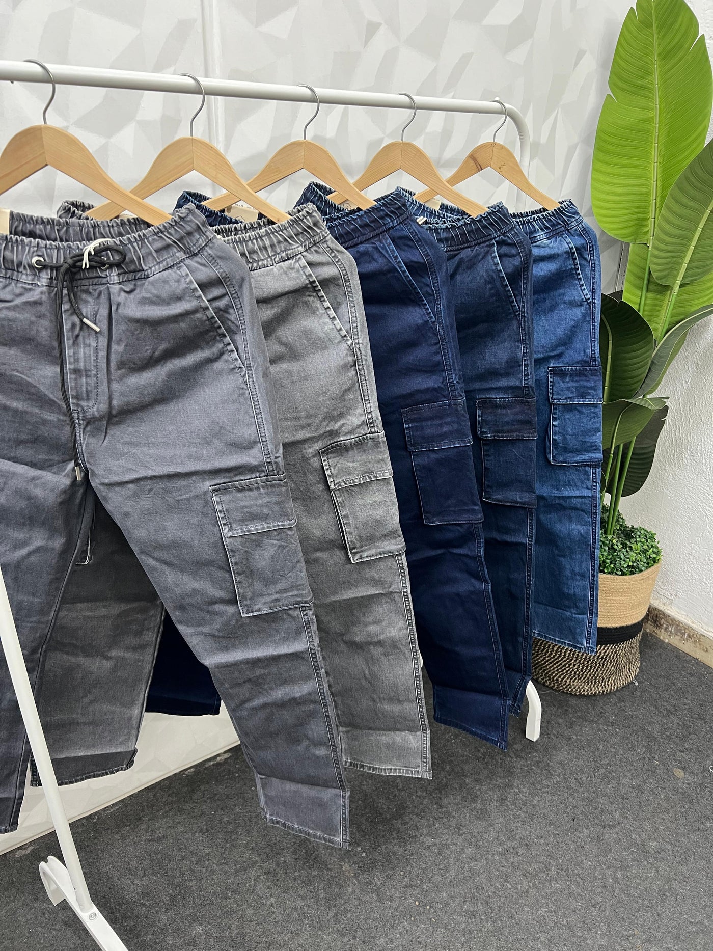 Denim fabric cargo pant