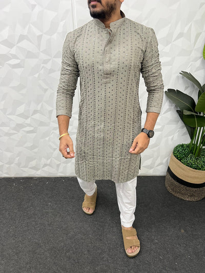 Lucknowi fabric long kurta