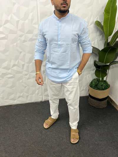 Slub linen short kurta