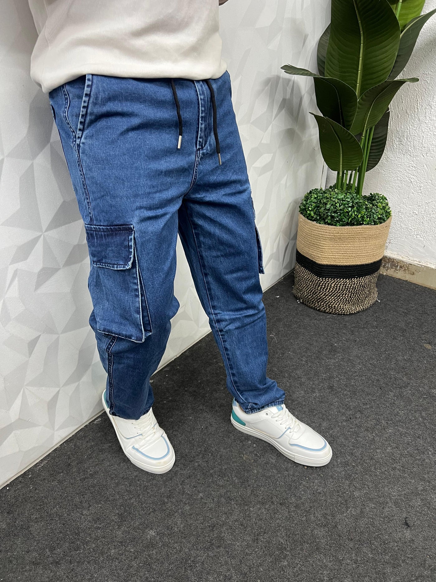 Denim fabric cargo pant