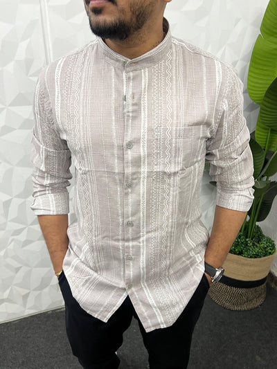 Mandarin collar printed shirt