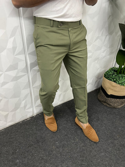 Cotton melange fabric trouser ( green )