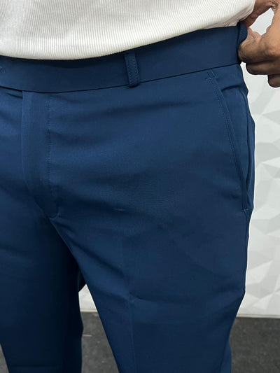 Cotton lycra fabric royal blue trouser